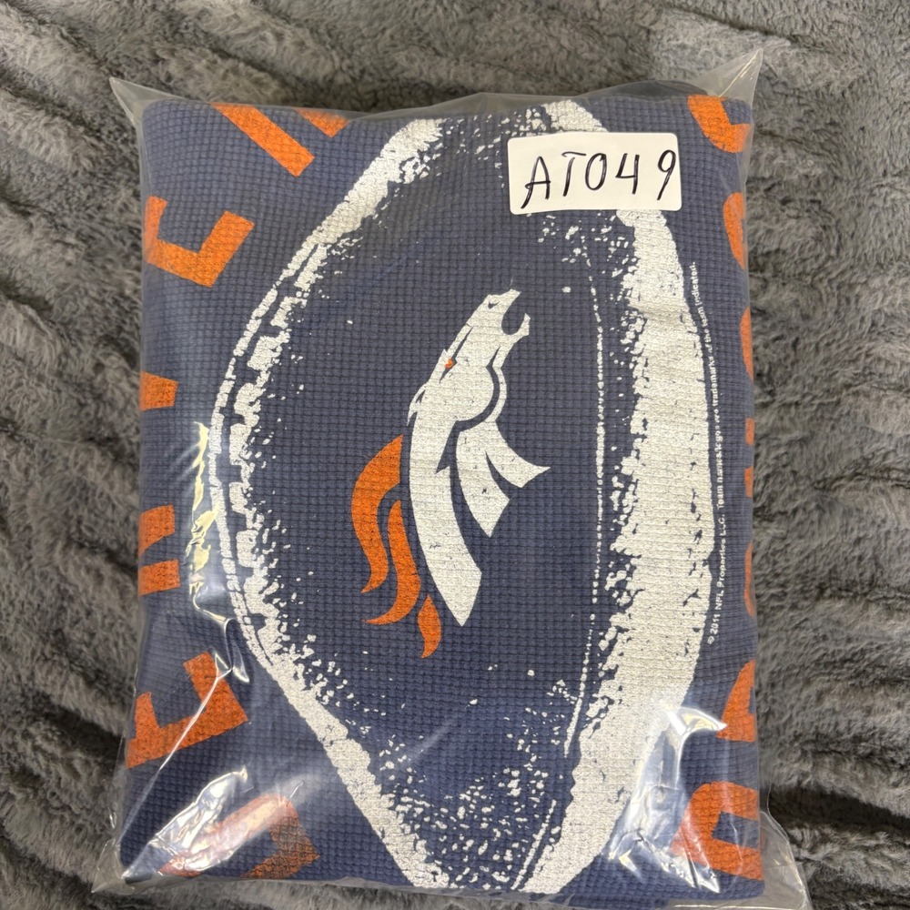 NFL Team Apparel Denver Broncos Blue Waffle Knit Thermal Shirt XXL AT049 - Picture 8 of 8